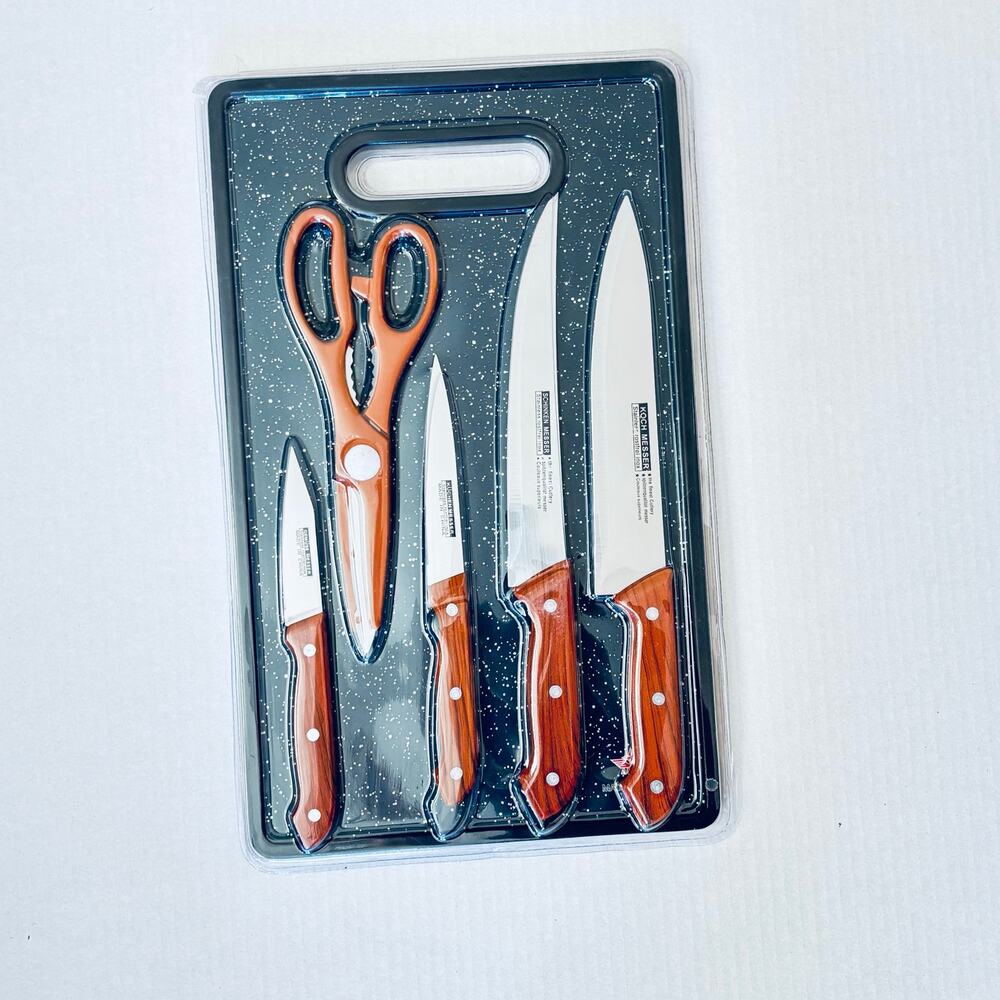 Koch Messer stainless steel kitchen knife cutlery set cutting board & scissors
